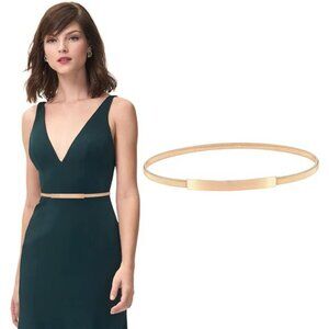 2 Piece Womens Skinny Metal Chain Waist Belt Stretchy Gold Silver Dress